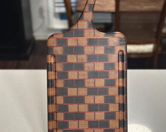 The Cornerstone End Grain Cutting Board | Peruvian Walnut, Teak & Padauk | Handmade Charcuterie Board