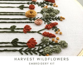 Harvest Wildflowers Hand Embroidery Kit, DIY Embroidered Florals Hoop by And Other Adventures Embroidery Co