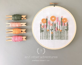 Beginner Hand Embroidery Kit - DIY Embroidered Summer Florals, Wildwood by And Other Adventures Embroidery Co