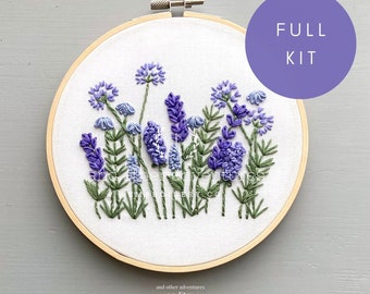 GRAPE MEADOW Hand Embroidery Kit | DIY Floral Embroidery Project, Purple Flowers, Video Tutorials by And Other Adventures Embroidery Co