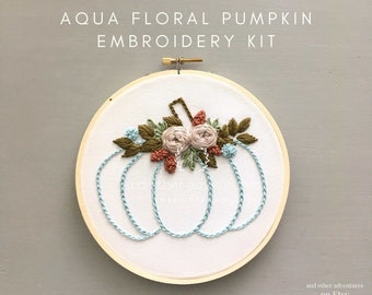 Pumpkin Hand Embroidery KIT - Beginner DIY Embroidery, Fall Craft Project, Autumn, Pumpkin Season, And Other Adventures Embroidery Co