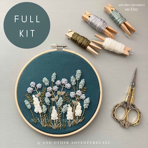 Embroidery KIT - Avonlea Sea Salt | Neutral Flowers, Serene Florals Hand Embroidery Hoop Art by And Other Adventures Embroidery Co