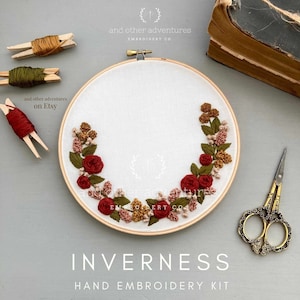 Hand Embroidery KIT - DIY Fall Floral Wreath, Autumn Embroidery, Autumn Inverness for Beginners by And Other Adventures Embroidery
