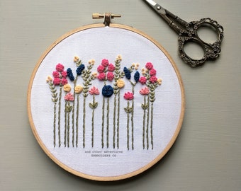 DIY Beginner Hoop Art Digital Pattern, Hand Embroidery PDF, Wildflowers