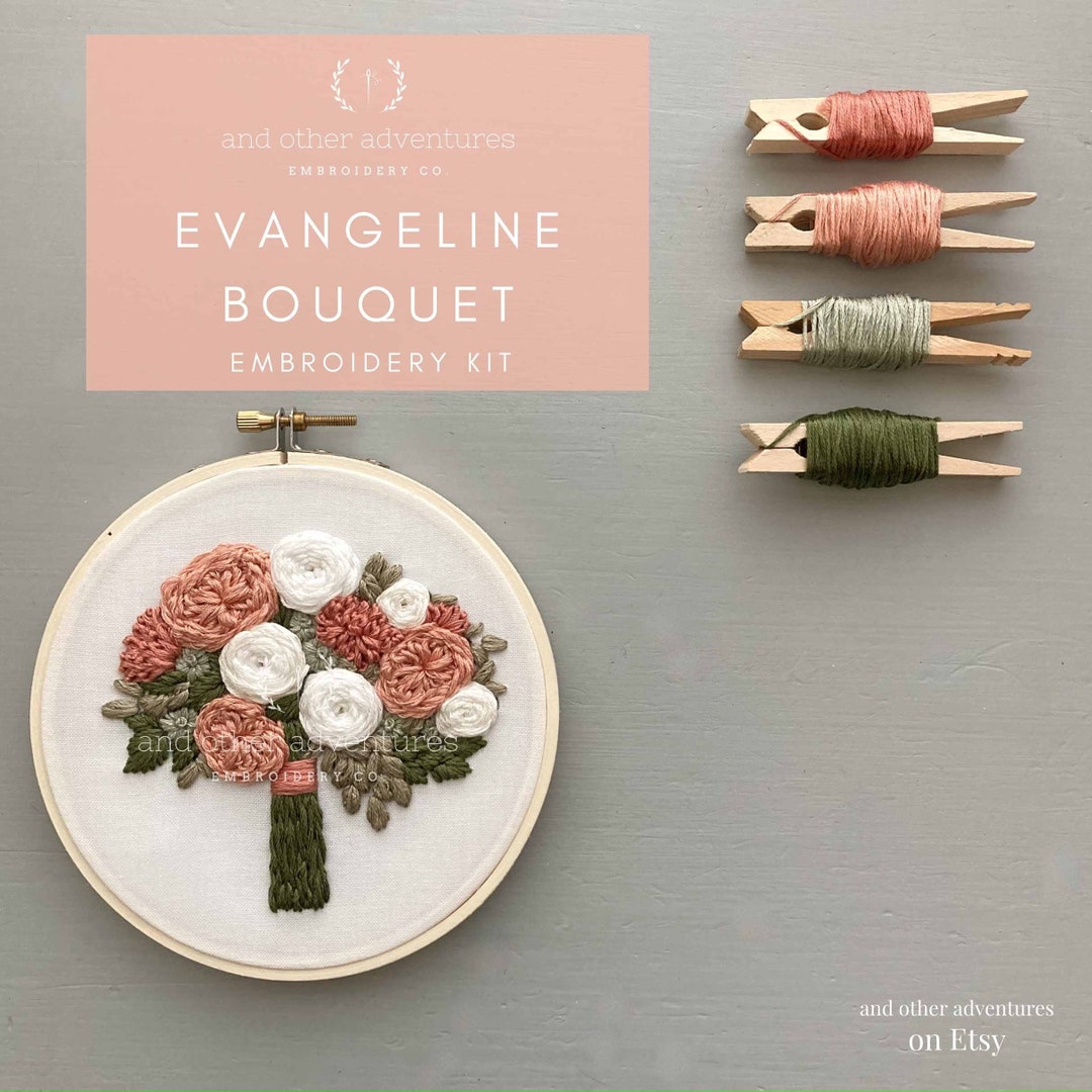 Evangeline Bouquet Hand Embroidery KIT Intermediate DIY Floral
