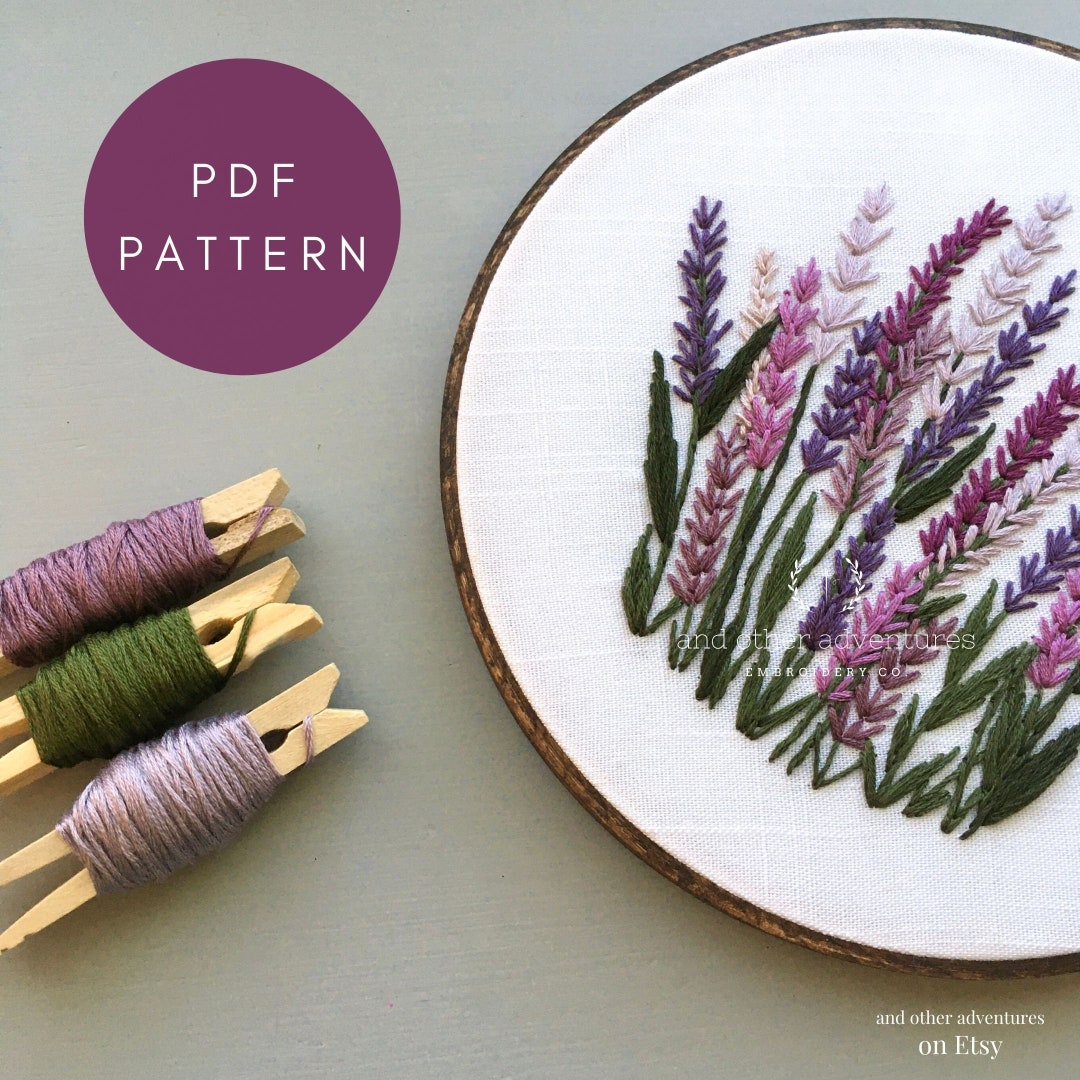 Lavender Fields Embroidery Pattern – Floral Hoop Art (PDF Pattern) - Etsy
