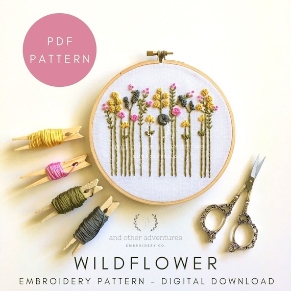 Beginner Hand Embroidery Kit Embroidered Wildflowers, Bright Colors DIY  Hoop Art, Easy Embroidery Kit With Videos by and Other Adventures 