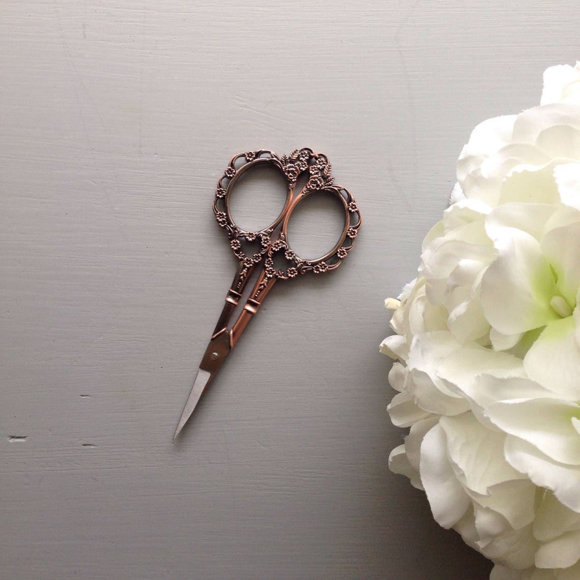 Rose Gold Embroidery Scissors Vintage Inspired Antique Etsy