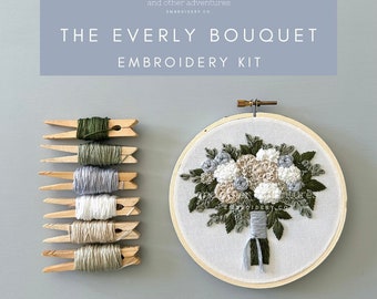Everly Bouquet Hand Embroidery KIT - Intermediate DIY Floral Embroidery ...