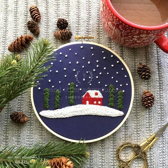 Christmas Cabin Embroidery Kit – Hipstitch
