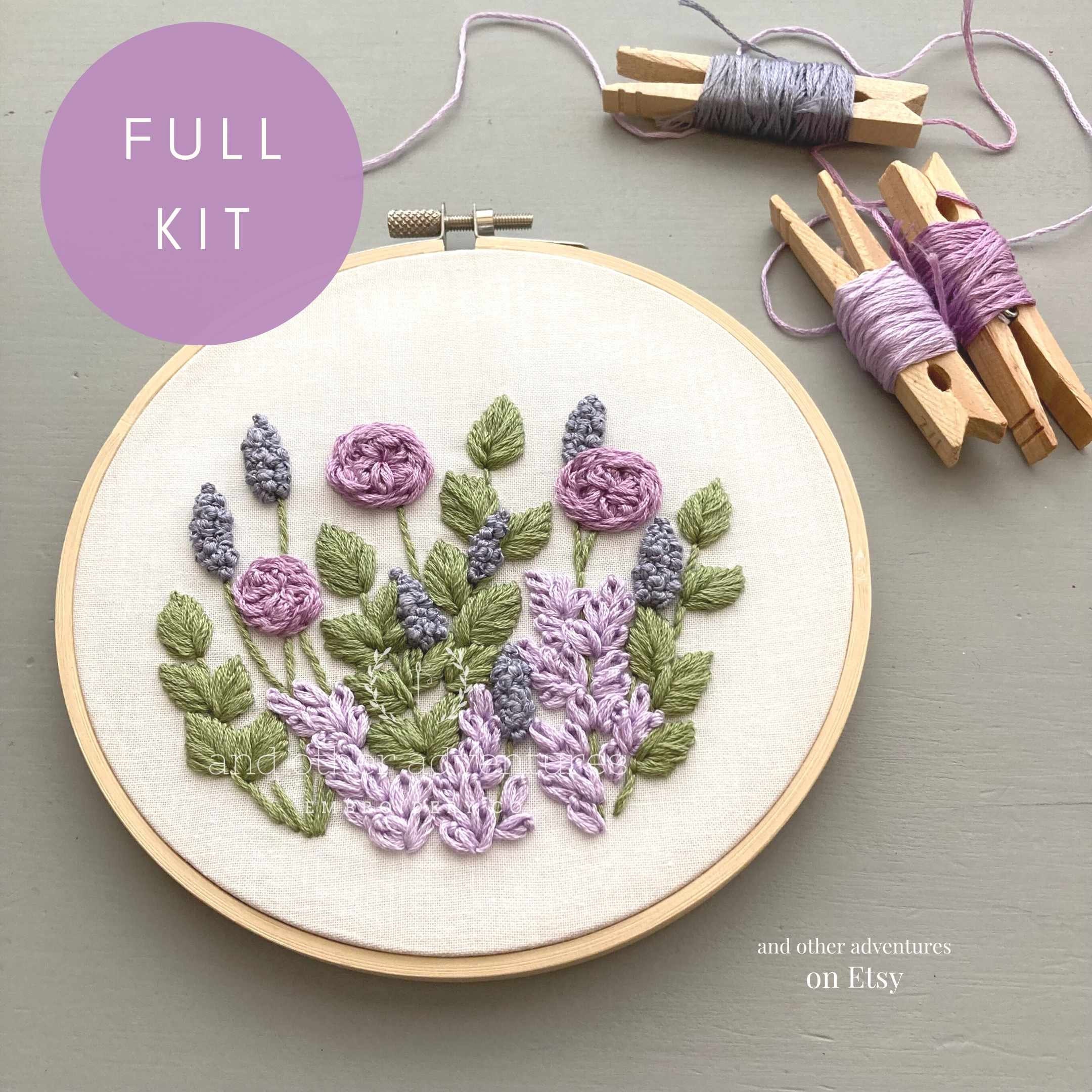Beginner Embroidery Kit Liliac and Rose Blossom Hand Embroidery Kit Easy  Embroidery Kit for Beginner Needlepoint 