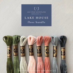 LAKE HOUSE Floss Bundle - 8 curated DMC thread colors, calming color palette for hand embroidery