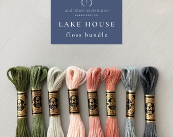 Lake House DMC Floss Bundle: 8 Calming Embroidery Thread Colors