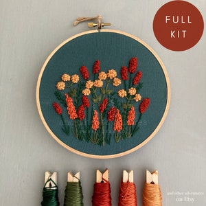 Embroidery KIT - Avonlea Spice - Fall Flowers, Autumn Florals, DIY Beginner Hand Embroidery Hoop Project, And Other Adventures Embroidery Co