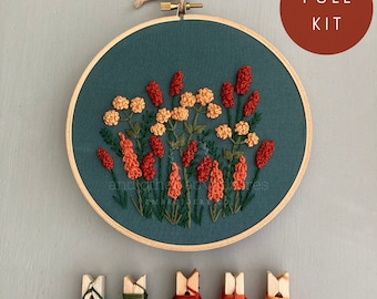 Embroidery KIT - Avonlea Spice - Fall Flowers, Autumn Florals, DIY Beginner Hand Embroidery Hoop Project, And Other Adventures Embroidery Co