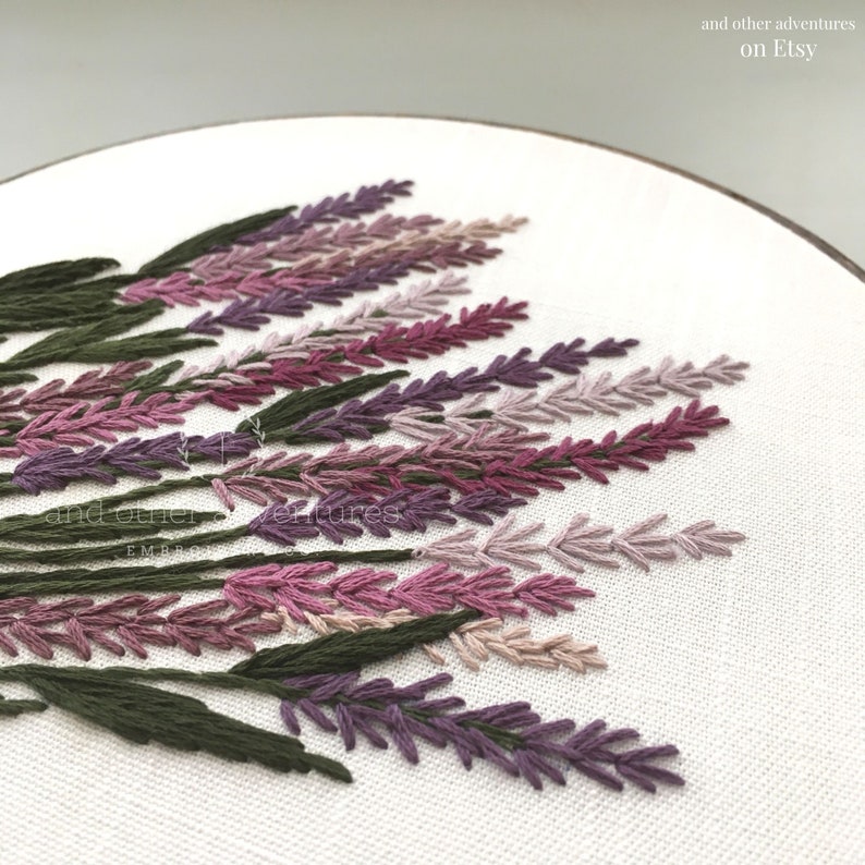 Lavender Fields Embroidery PDF Pattern - Purple DIY Embroidered Floral ...