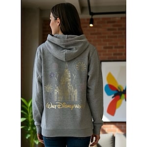 Walt disney world cinderela castle gold/theme parks 2025/ hoodie w zip/nwt afbeelding 1