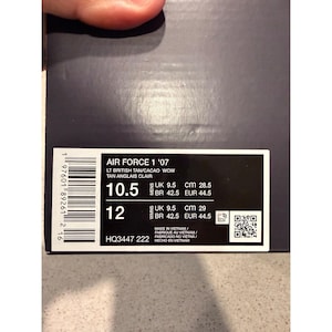 sneaker nike/air force 1'07/ tan-cacao/men size 10.5/hq3447222/bx no lid image 3