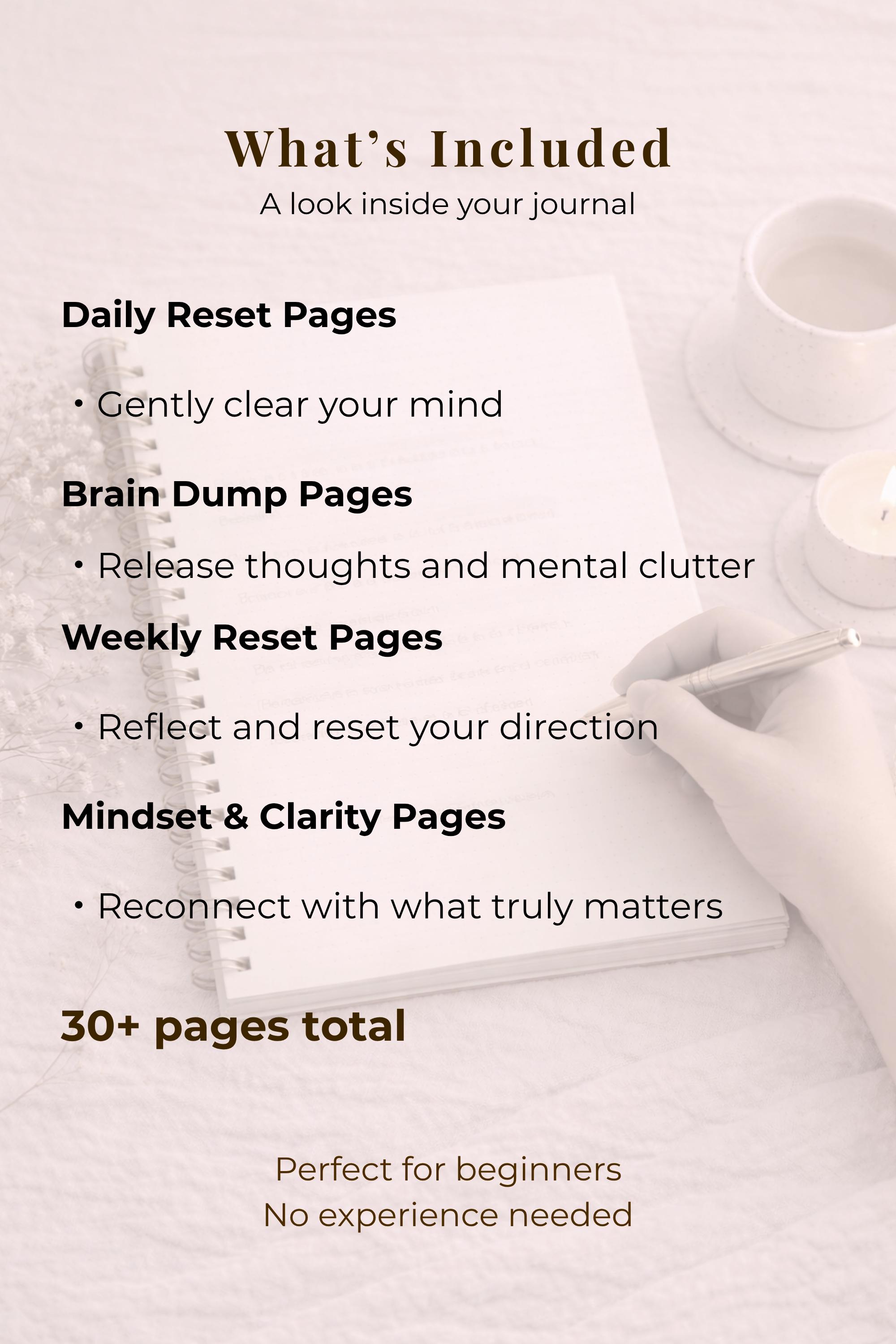 Self Care Journal Printable Reset Journal for Women Anxiety Relief ...