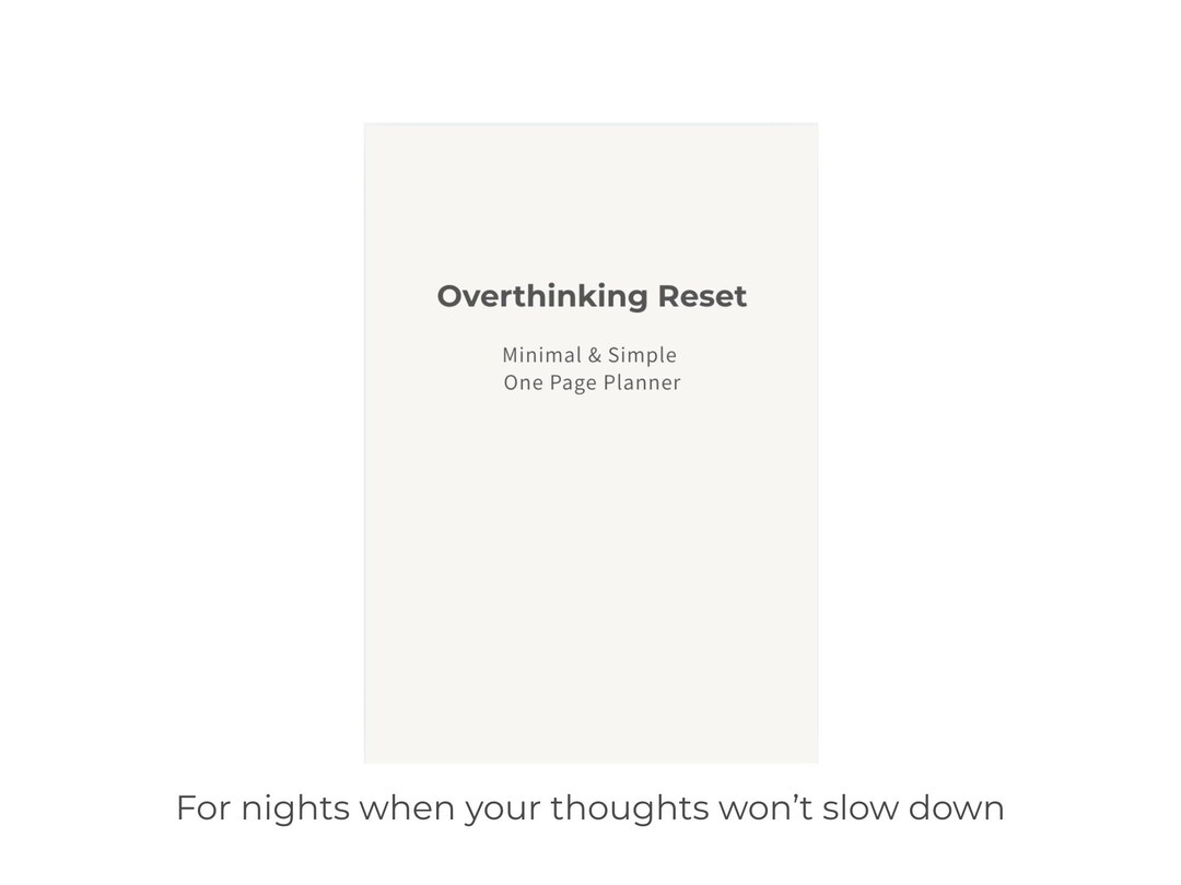 Overthinking Reset Page - Printable Mental Reset Worksheet - Calm Your ...