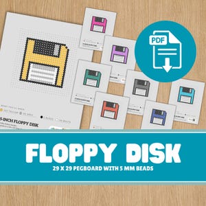 3.5-Inch Floppy Disk 90s Nostalgic Perler Bead Template: Midi Fuse Art (PDF Download)