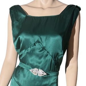 Reproduction 1930s Kelly Green Gown w 1930s Dress Clip Plus Size 3x