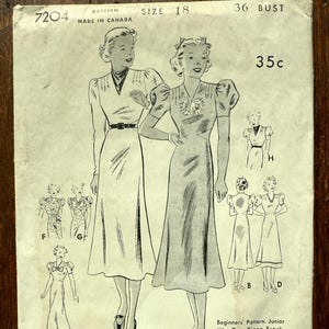 Vintage 1930s Butterick Dress Pattern 36 Bust