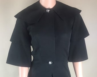 Vintage 1950s Black Faille Suit by Hollywood Designer Irene