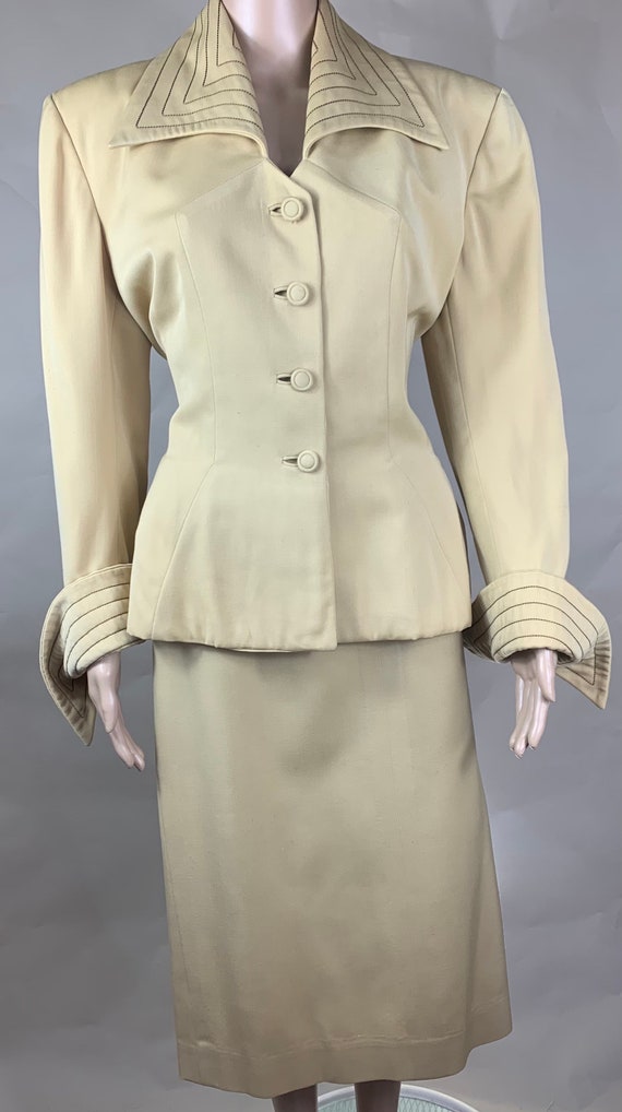 Vintage Late 1940s Soft Golden Yellow Gaberdine S… - image 3