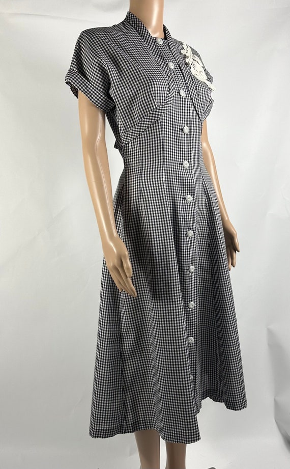 Vintage 1950s Blue White Gingham Cotton Dress by Avondale - Joan Curtis