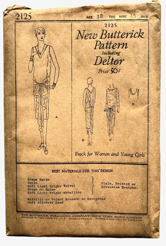 Vintage New Butterick Dress Pattern 2125 Bust 35