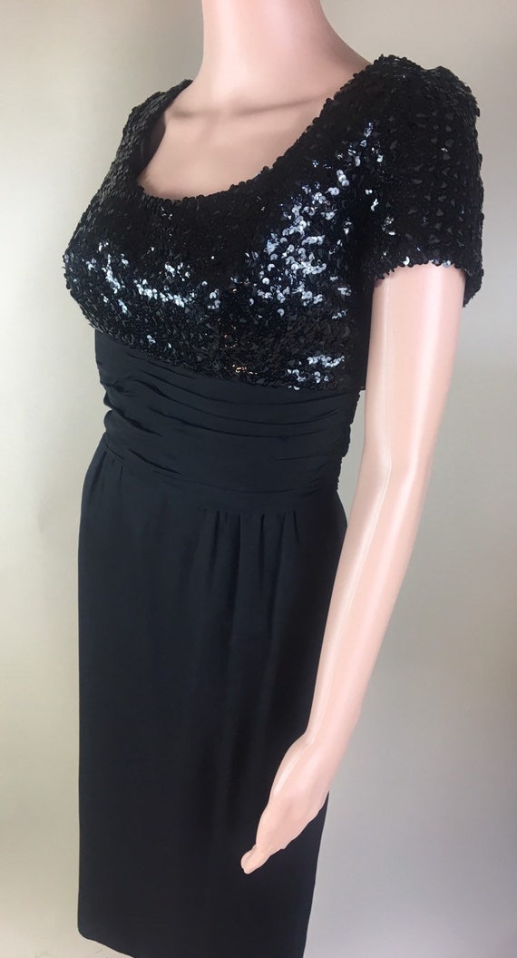 Vintage Late 1950s Early 1960s Black Silk and Sequin … - Gem
