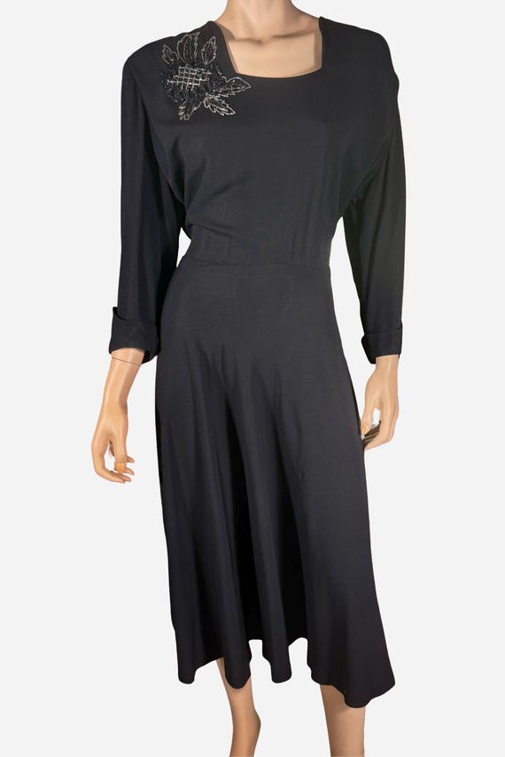 1940s Plus Size Vintage Black Dress