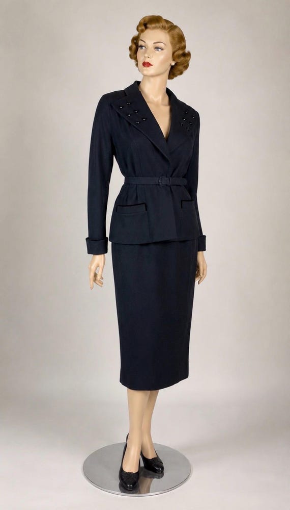 Vintage Black Wool Suit by Forstmann Med Lg