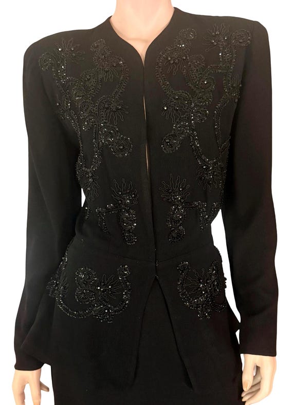 Vintage Black Beaded Crepe Jacket