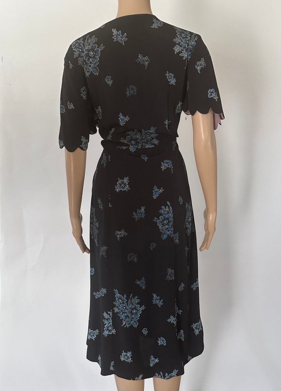 Vintage 1940s Rayon Black Floral Dress. Volup siz… - image 6
