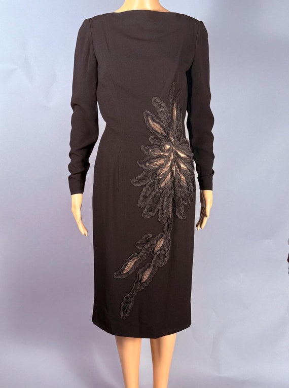 Vintage 1960s Black Crepe Dress by Designer Sydney North