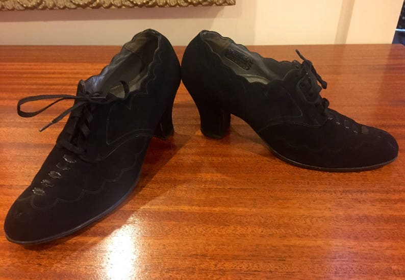 Vintage 1930s Black Suede Lace Up Shoes by Dr. M.W. Locke Size | Etsy