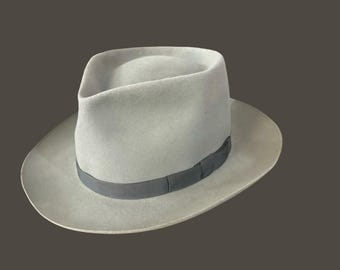 Vintage PORTIS Fedora Fur Felt Rabbit Felt Hat Sz 7 3/8 in