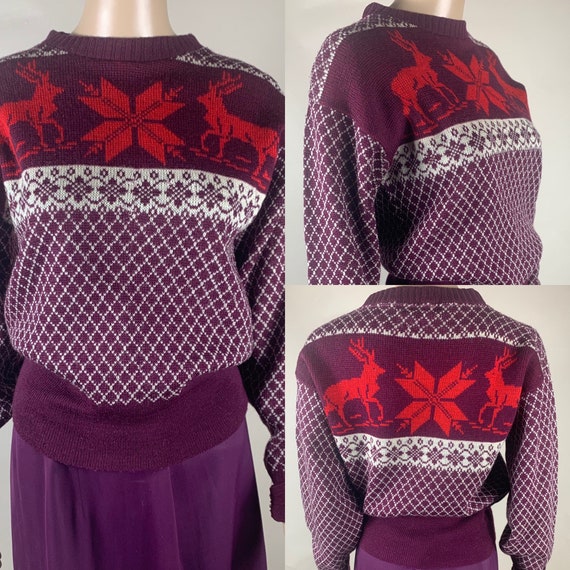 Vintage 1940s Wool Reindeer Sweater by Welgrume