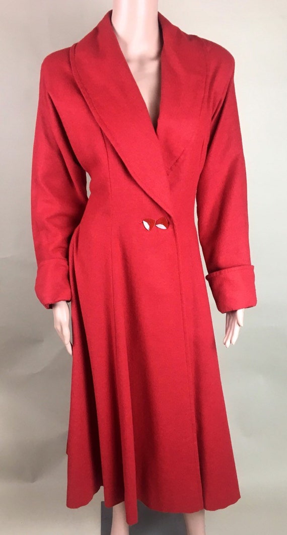 Vintage 1950s Cherry Red Lightweight Wool Princess