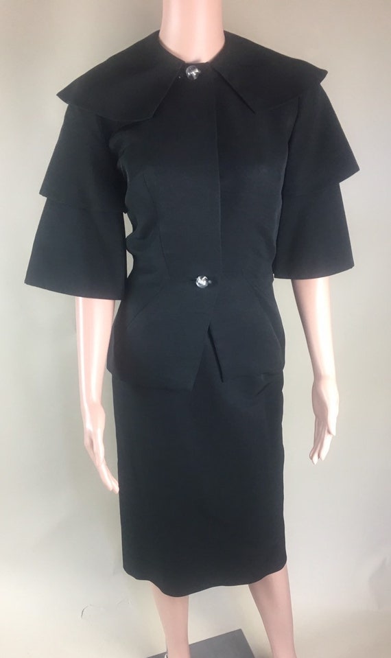 Vintage 1950s Black Faille Suit by Hollywood Desig