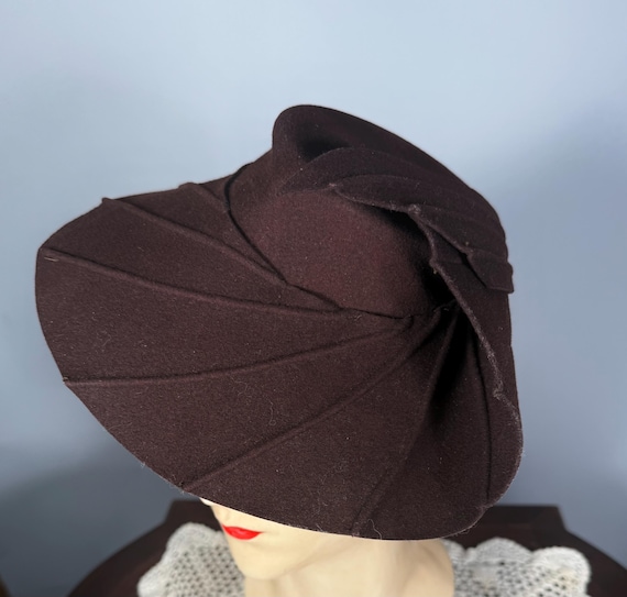 Vintage 1930s Brown Wool Fascinator by Armand Schwab