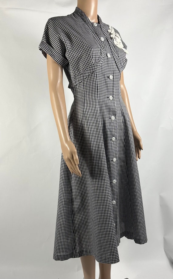 Vintage 1950s Blue White Gingham Cotton Dress by … - image 2