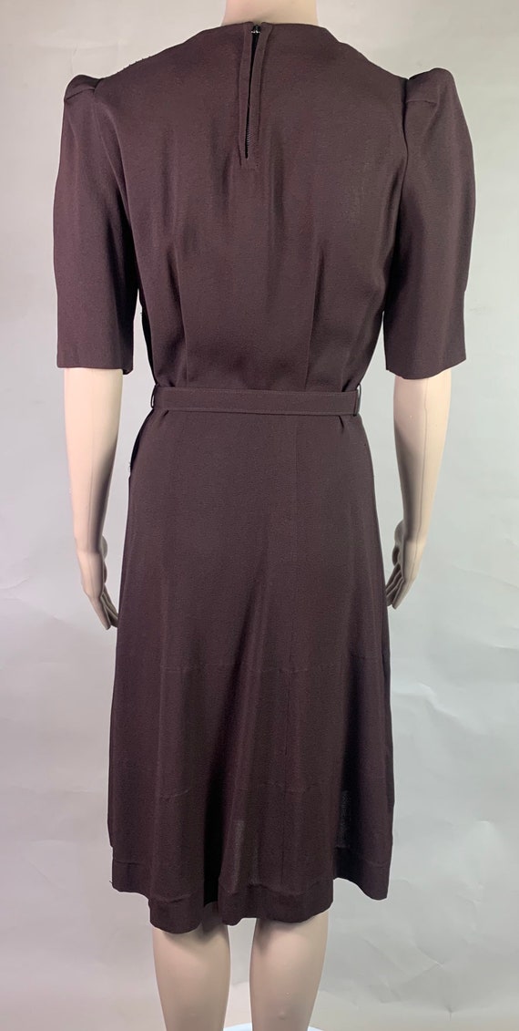 Vintage 1940s Brown Crepe Dress by ClothesUS 27 W… - image 3