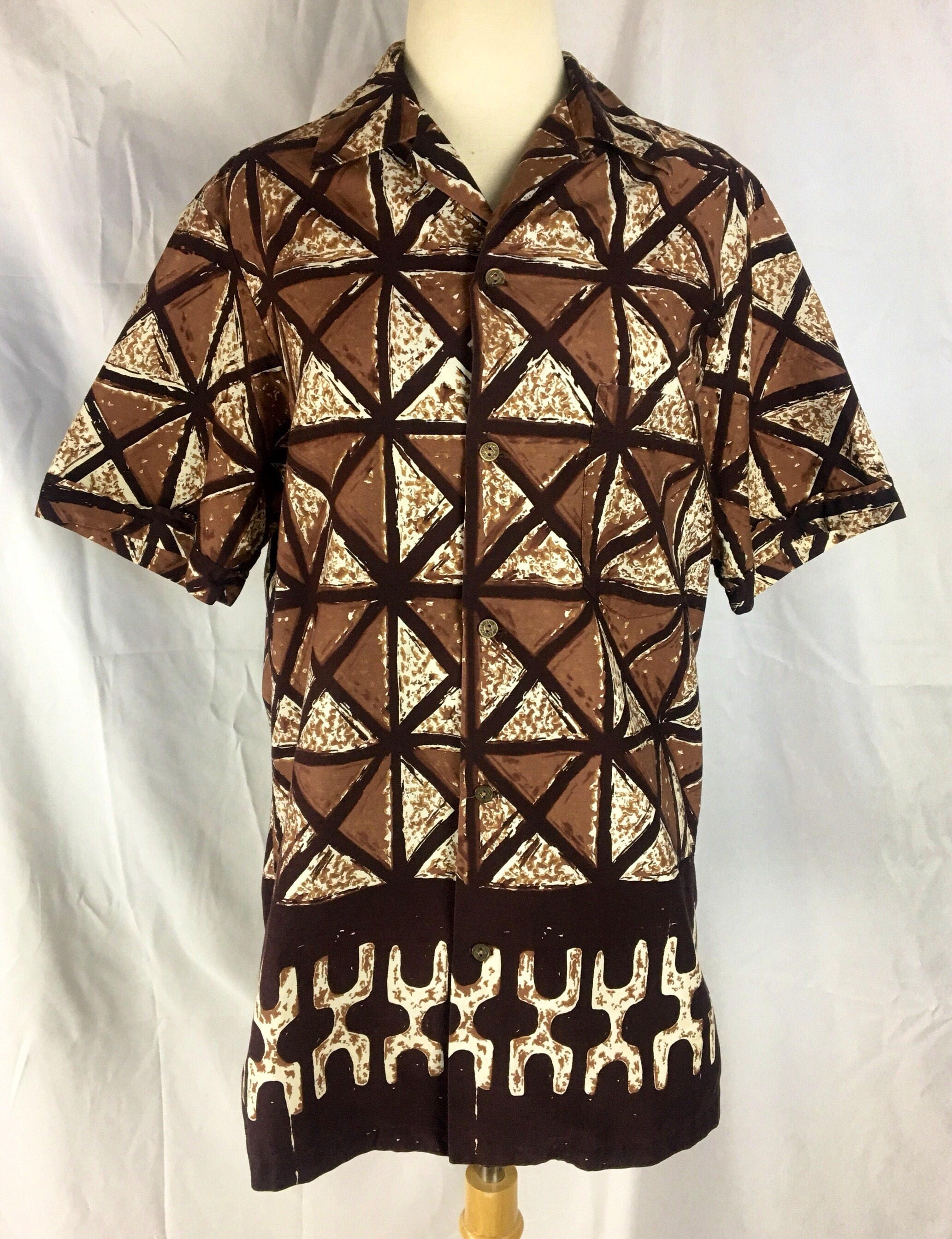 Vintage 1960's Men's Short Sleeve Brown Hawaiian Shirt by Alfred ...