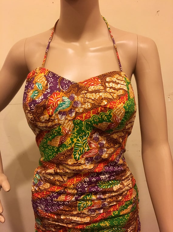 Vintage 1950s Batik Bathing Suit by Gantner Medium