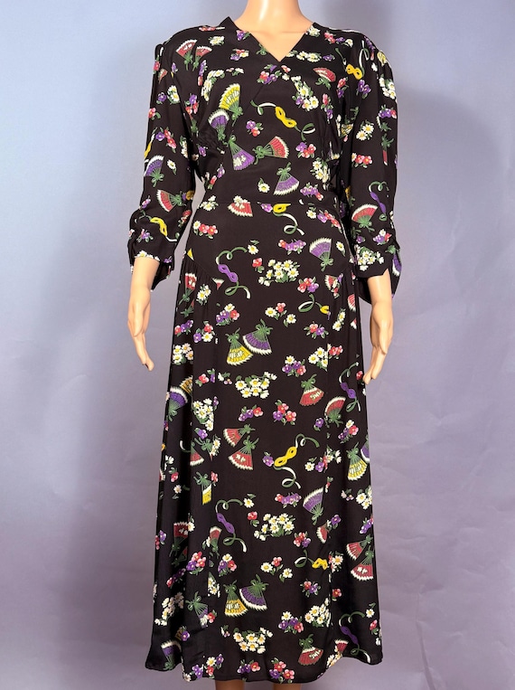 Vintage 1970s Does 1940s Hand Loomed Dress by Margaret Wynn Lg