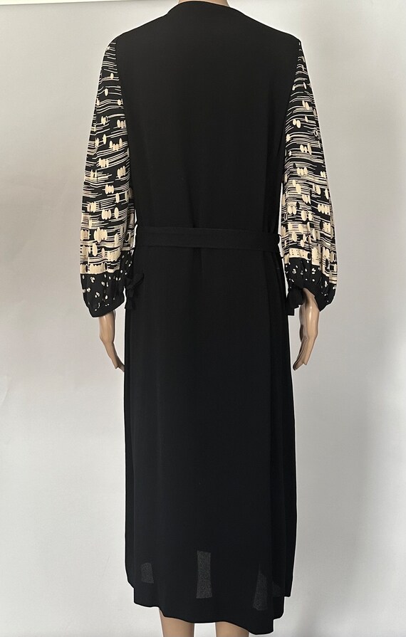 Vintage 1930s Black Rayon Crepe Dress with Bell S… - image 2