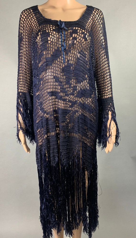 Vintage 1920s Hand Crotchet Over Dress Rare Piece… - image 1